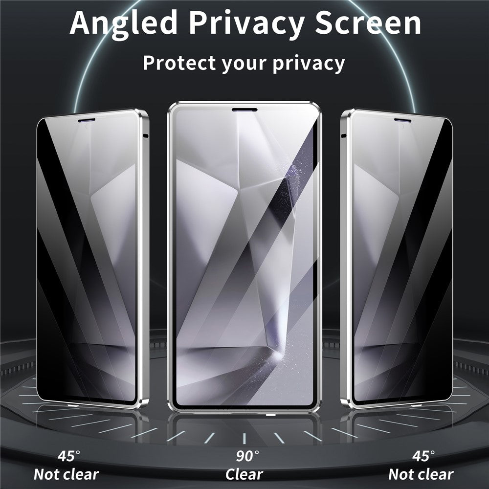 For Samsung Galaxy S25 Ultra Case Anti-Spy Tempered Glass Film Magnetic Frame Phone Cover - Black