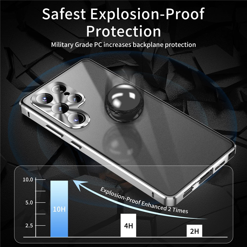 For Samsung Galaxy S25 Ultra Case Anti-Spy Tempered Glass Film Magnetic Frame Phone Cover - Black
