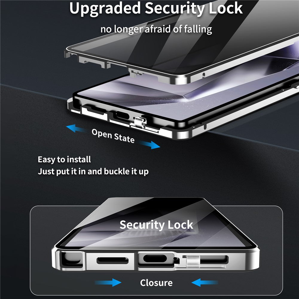 For Samsung Galaxy S25 Ultra Case Anti-Spy Tempered Glass Film Magnetic Frame Phone Cover - Black