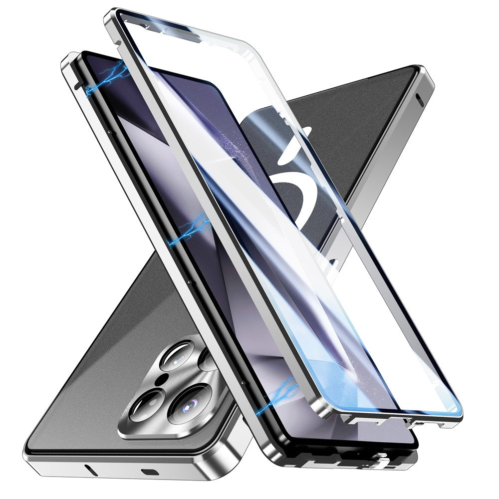 For Samsung Galaxy S25 Ultra Case Tempered Glass + Matte PC Phone Cover with Metal Frame - Purple