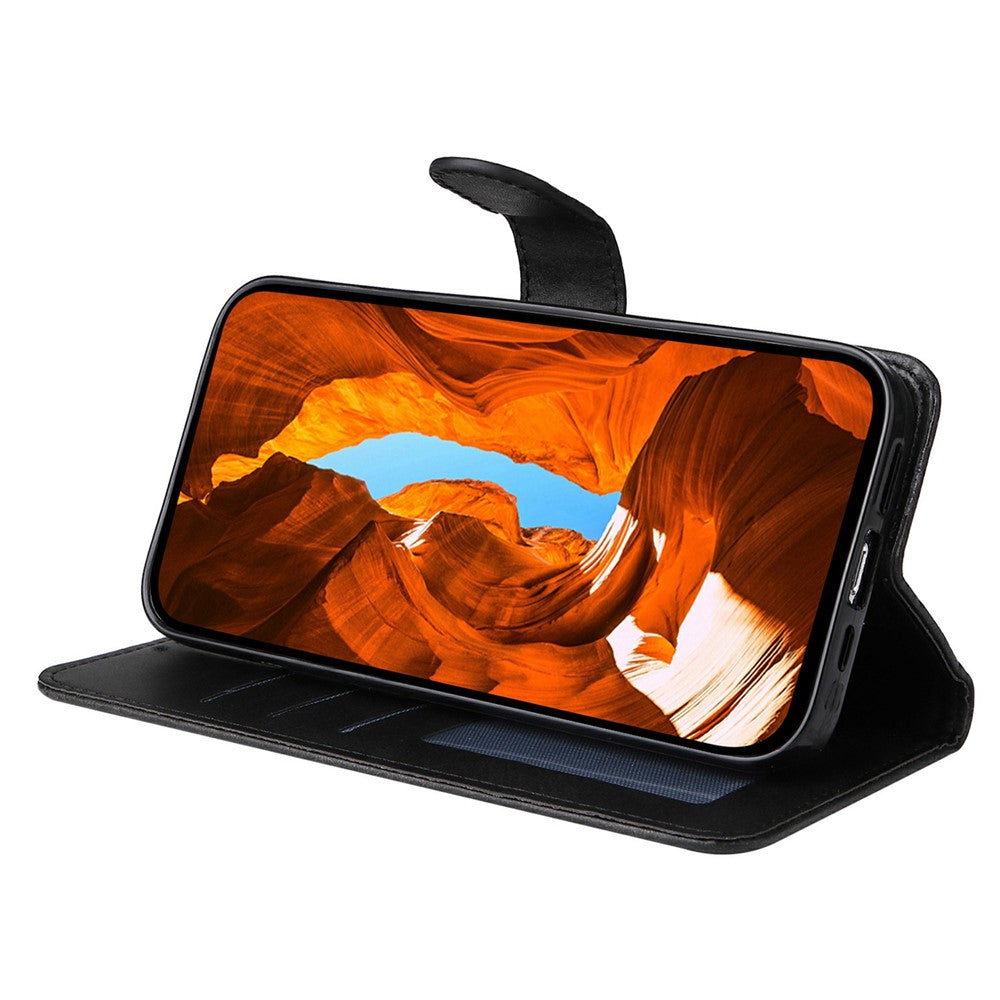 For Motorola Moto G15 4G / G15 Power 4G Case Wallet PU Leather Folio Flip Phone Cover - Black