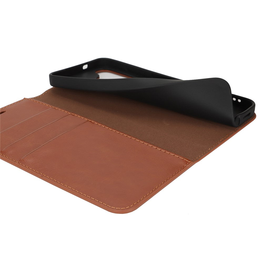 For Samsung Galaxy S25 Case Crazy Horse Texture Split Leather Wallet Phone Cover - Light Brown