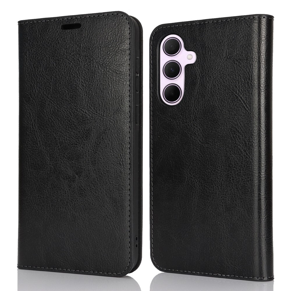 For Samsung Galaxy A56 5G / A36 5G Case Crazy Horse Texture Split Leather Wallet Phone Cover - Black