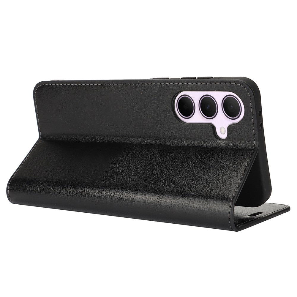 For Samsung Galaxy A56 5G / A36 5G Case Crazy Horse Texture Split Leather Wallet Phone Cover - Black