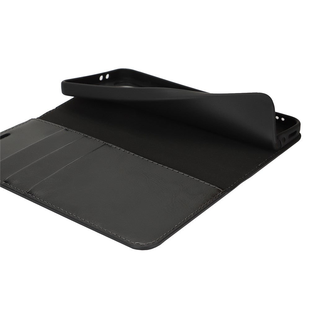 For Samsung Galaxy A56 5G / A36 5G Case Crazy Horse Texture Split Leather Wallet Phone Cover - Black