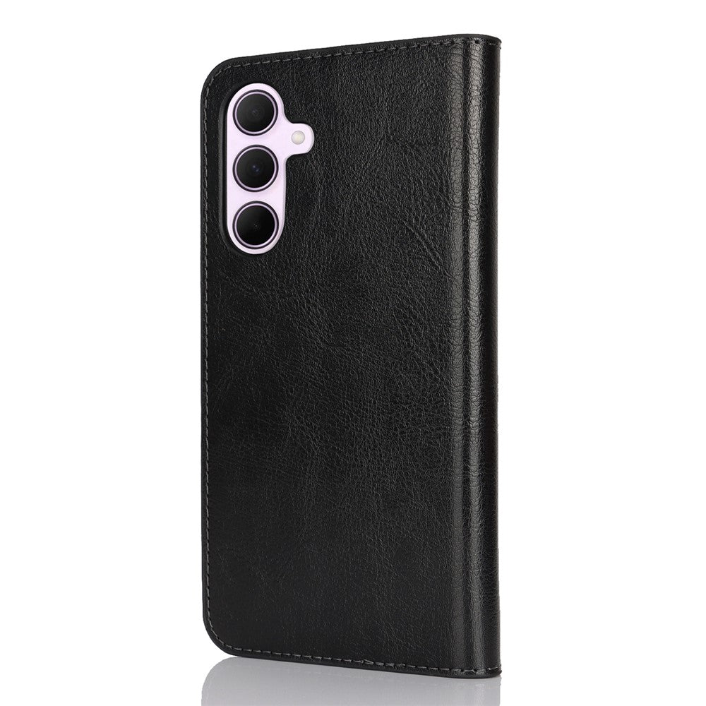 For Samsung Galaxy A56 5G / A36 5G Case Crazy Horse Texture Split Leather Wallet Phone Cover - Black