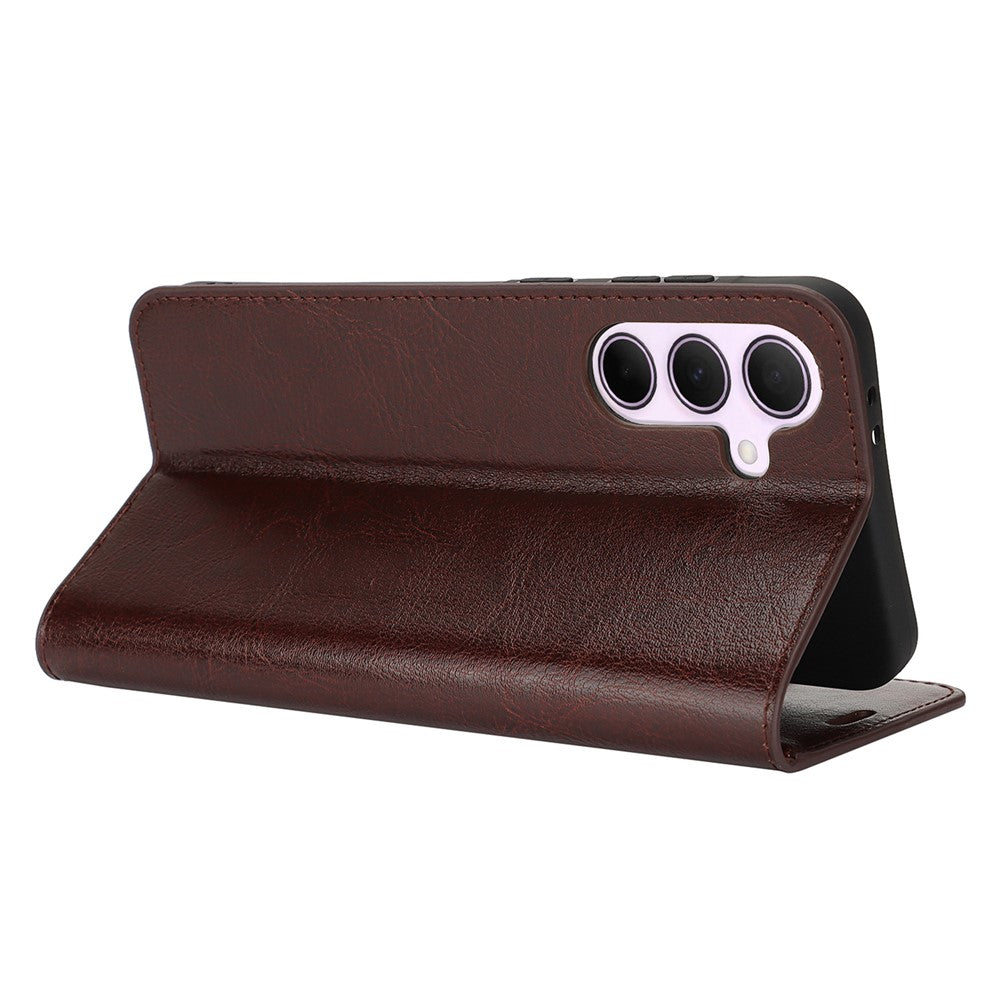 For Samsung Galaxy A56 5G / A36 5G Case Crazy Horse Texture Split Leather Wallet Phone Cover - Dark Brown