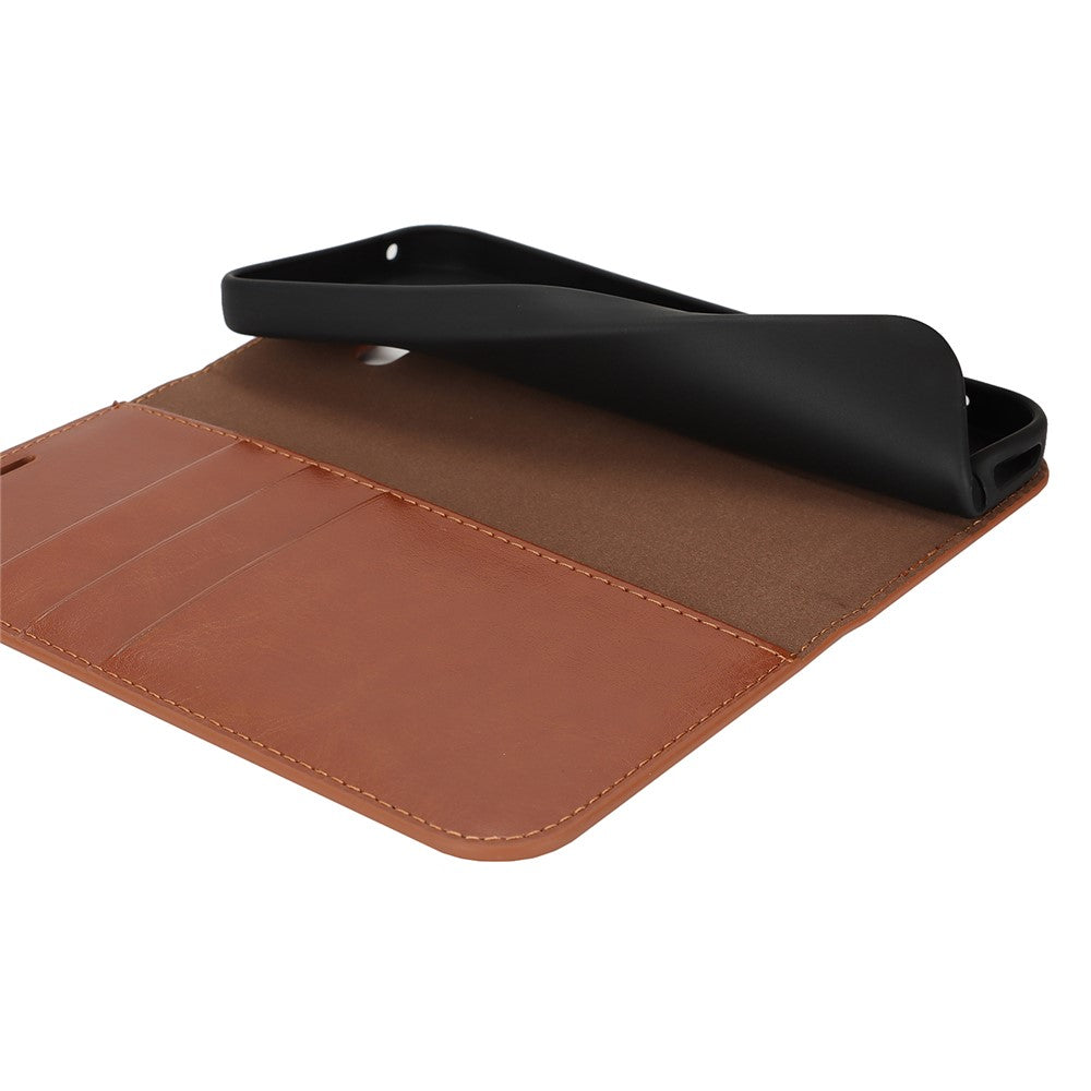 For Google Pixel 9a Case Crazy Horse Texture Split Leather Wallet Phone Cover - Light Brown