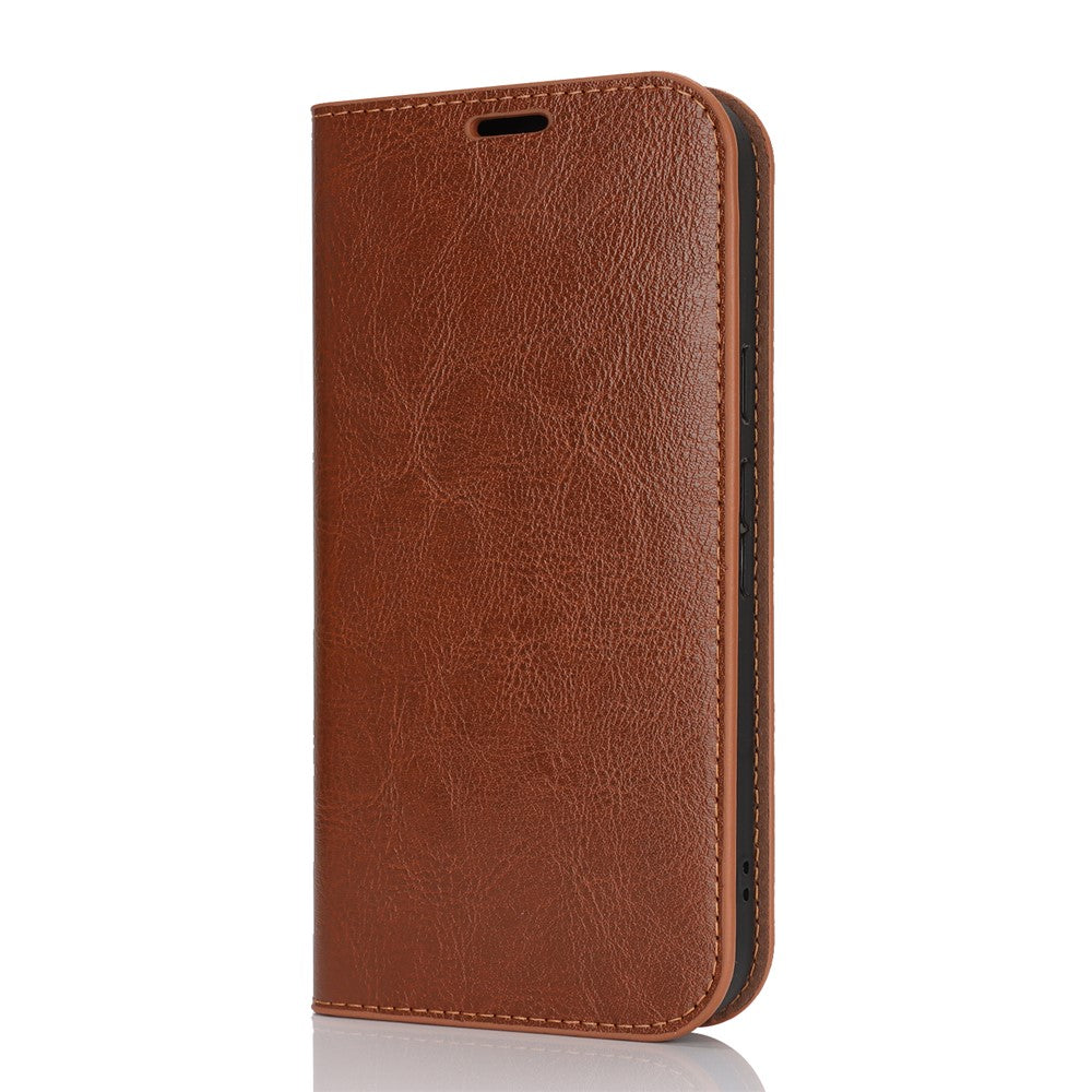 For Google Pixel 9a Case Crazy Horse Texture Split Leather Wallet Phone Cover - Light Brown
