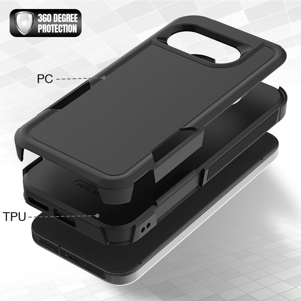 For Google Pixel 9a Case 2 in 1 PC + TPU Phone Cover - Black