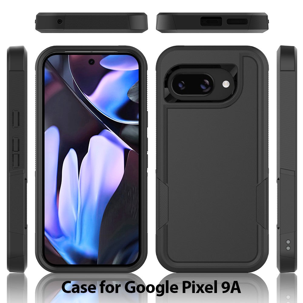 For Google Pixel 9a Case 2 in 1 PC + TPU Phone Cover - Black