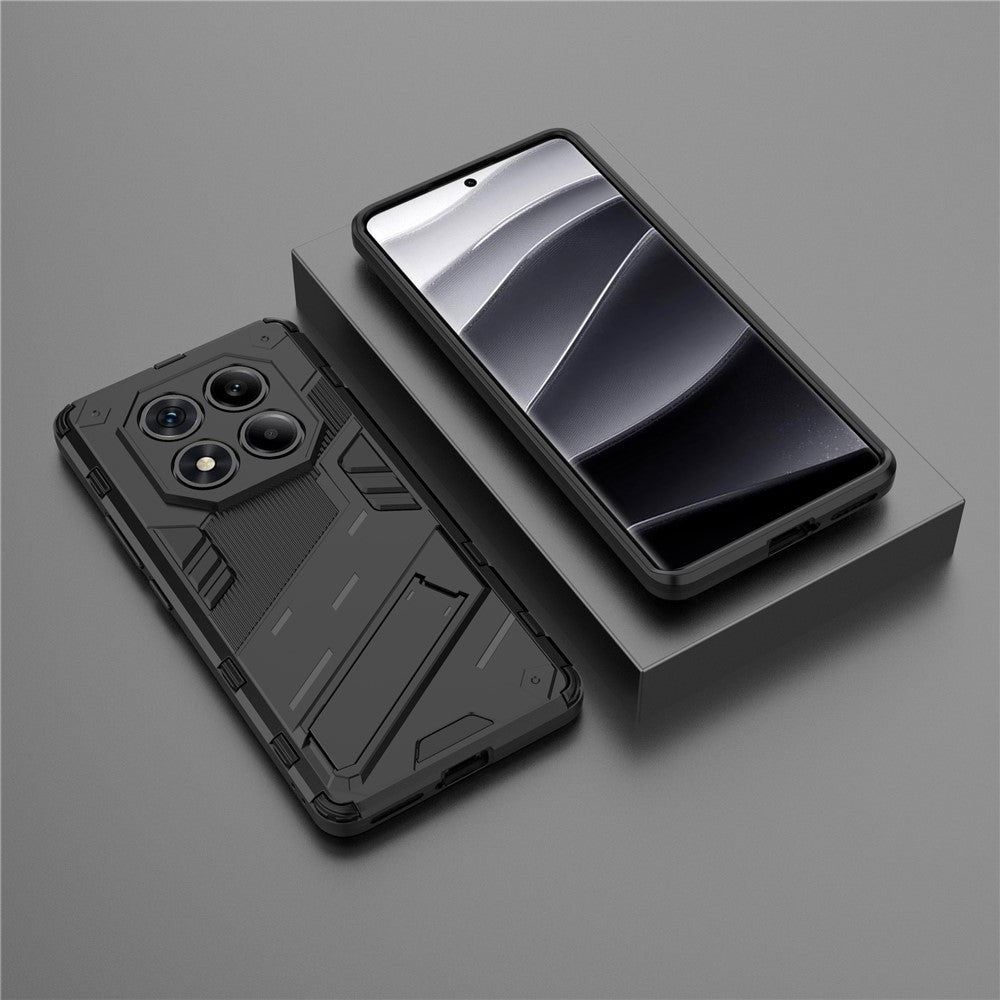 For Xiaomi Redmi Note 14 Pro 4G Case PC + TPU Phone Cover with Kickstand - Black