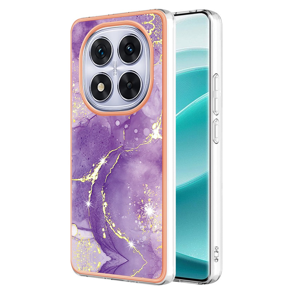 For Xiaomi Poco X7 5G / Xiaomi Redmi Note 14 Pro+ 5G / Xiaomi Redmi Note 14 Pro 5G TPU Case with IMD Marble Pattern Electroplated Back Cover - Purple 002