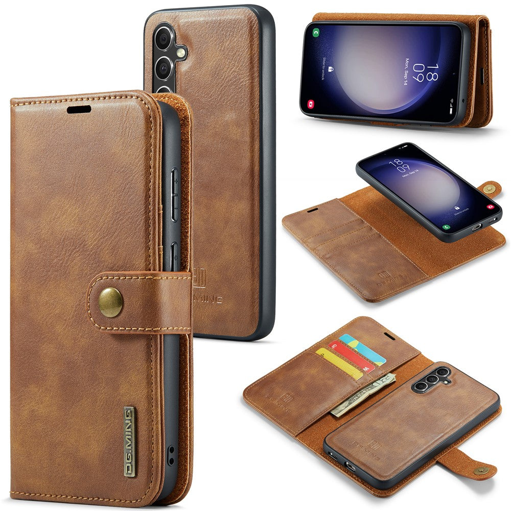 for Samsung Galaxy A56 5G Case Detachable Split Leather Phone Cover - Brown