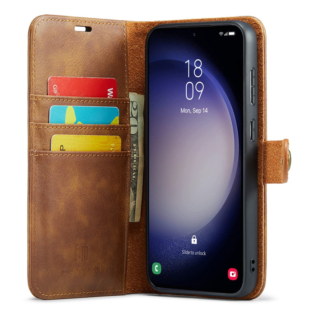 for Samsung Galaxy A56 5G Case Detachable Split Leather Phone Cover - Brown