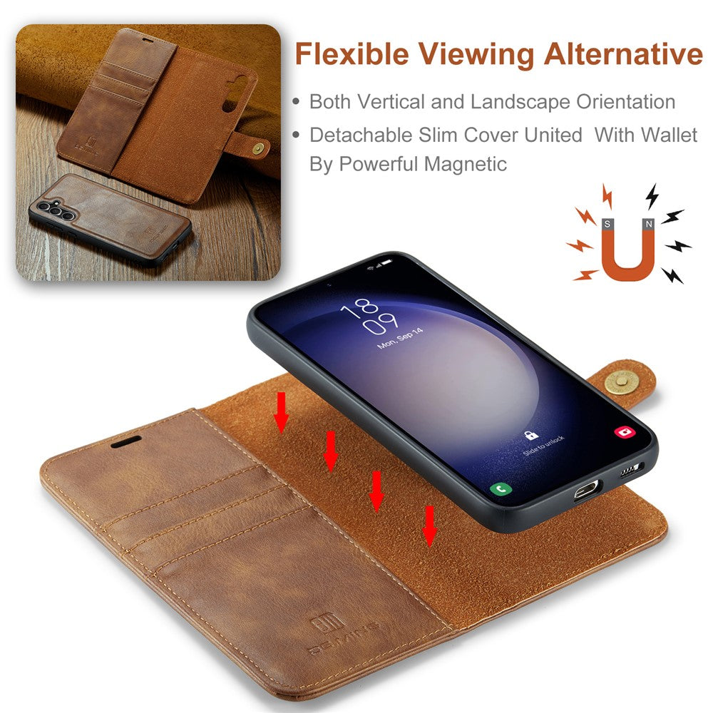 for Samsung Galaxy A56 5G Case Detachable Split Leather Phone Cover - Brown