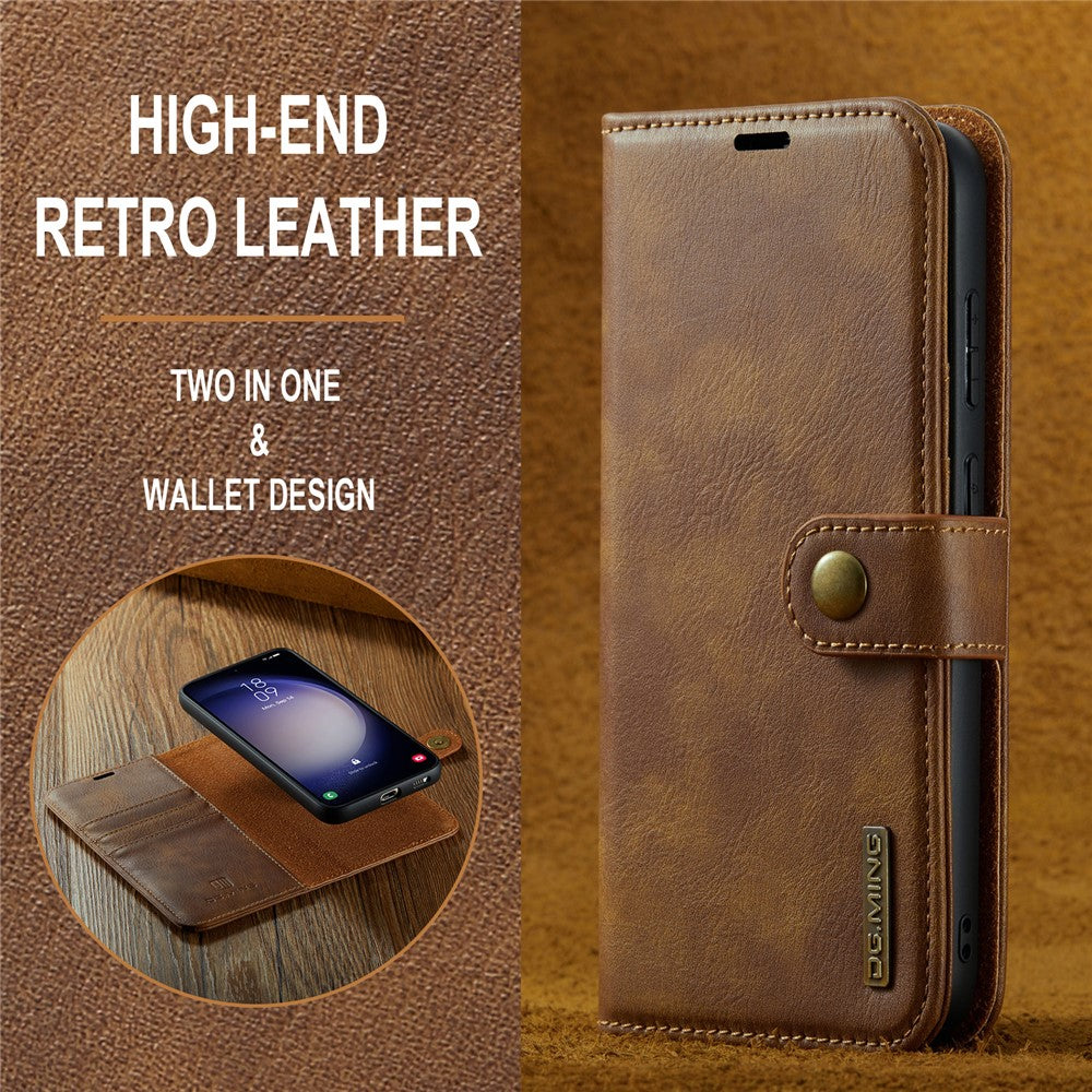 for Samsung Galaxy A56 5G Case Detachable Split Leather Phone Cover - Brown