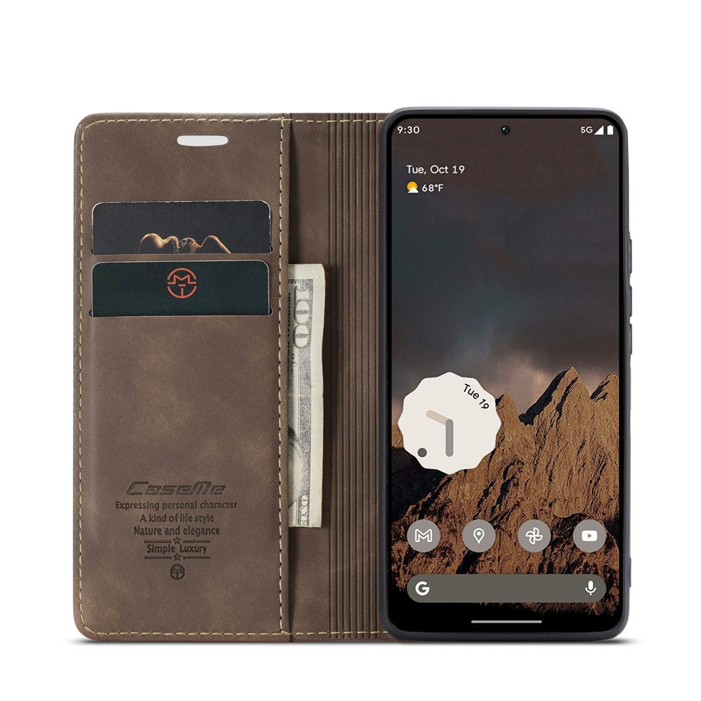 For Google Pixel 9a Wallet Case PU Leather Phone Cover Stand - Coffee