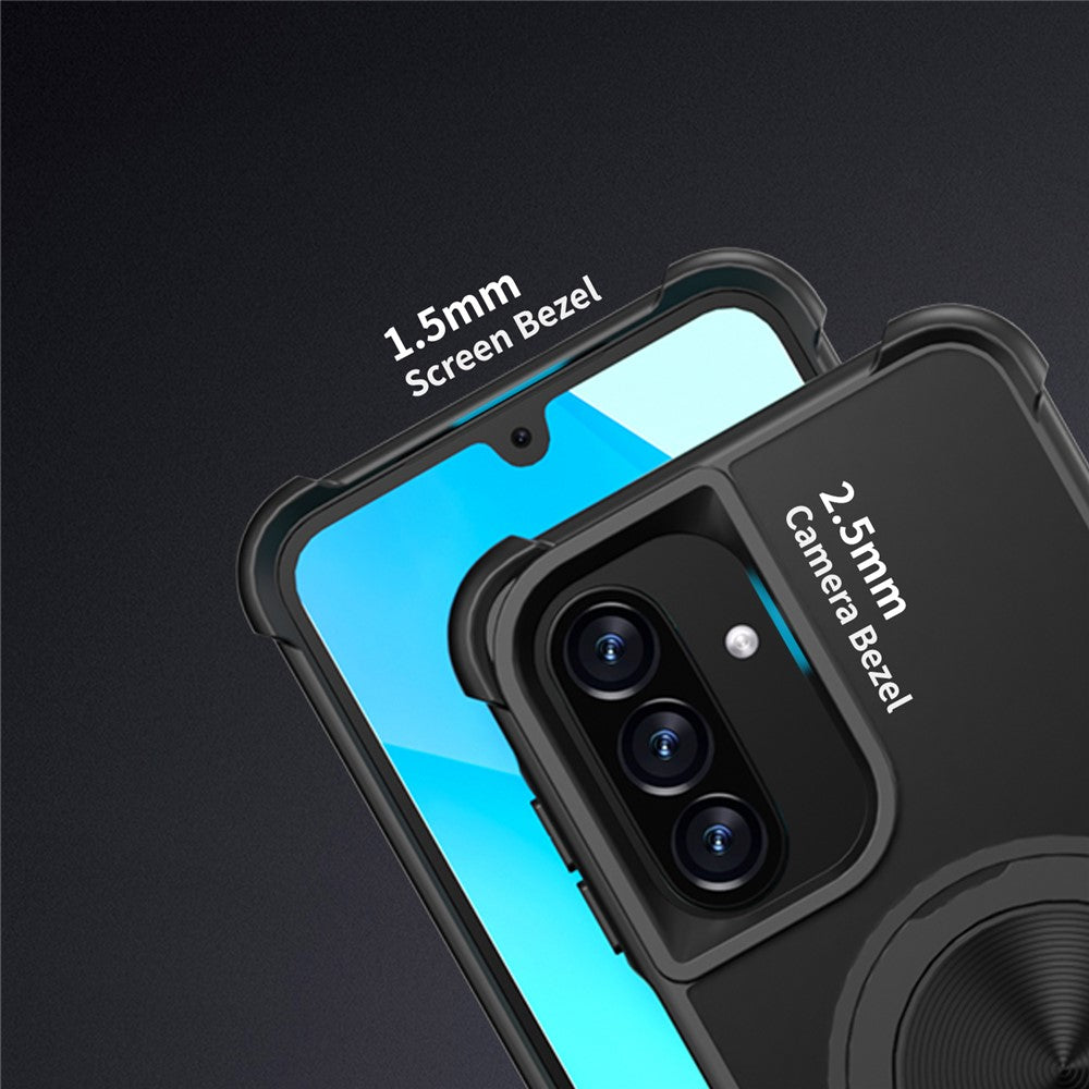 For Samsung Galaxy A26 5G Magnetic Case CD Vein Kickstand TPU + PC Phone Cover - Black