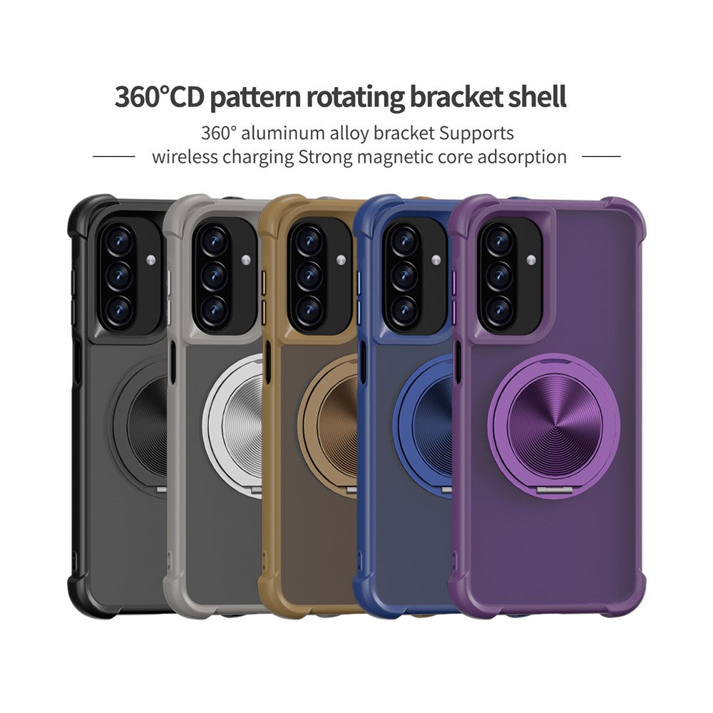 For Samsung Galaxy A26 5G Magnetic Case CD Vein Kickstand TPU + PC Phone Cover - Black