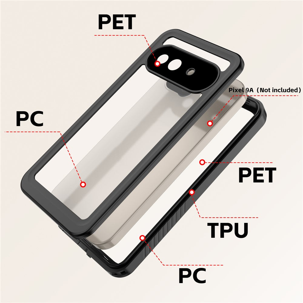 For Google Pixel 9a Case IP68 Clear Back Panel Phone Cover