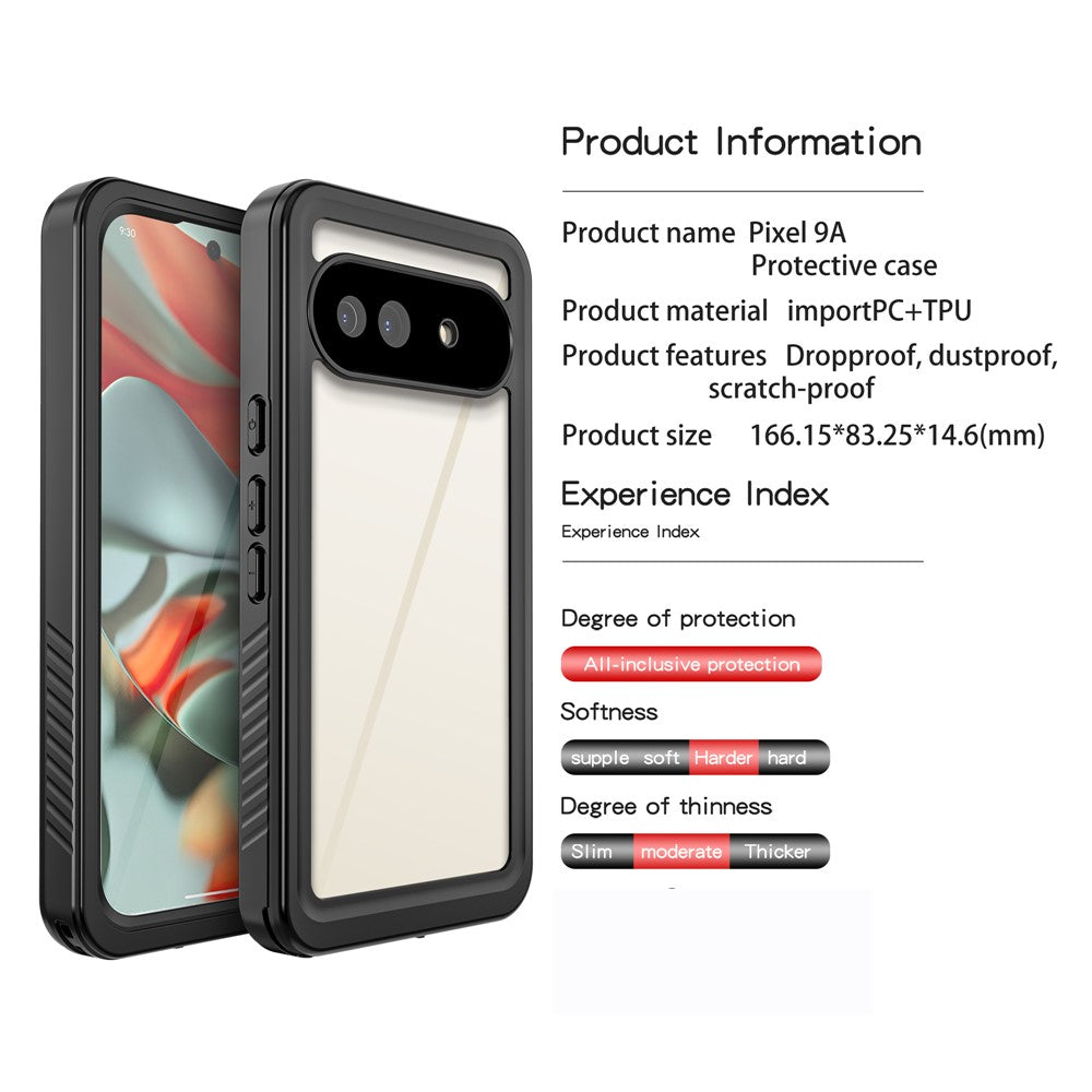 For Google Pixel 9a Case IP68 Clear Back Panel Phone Cover