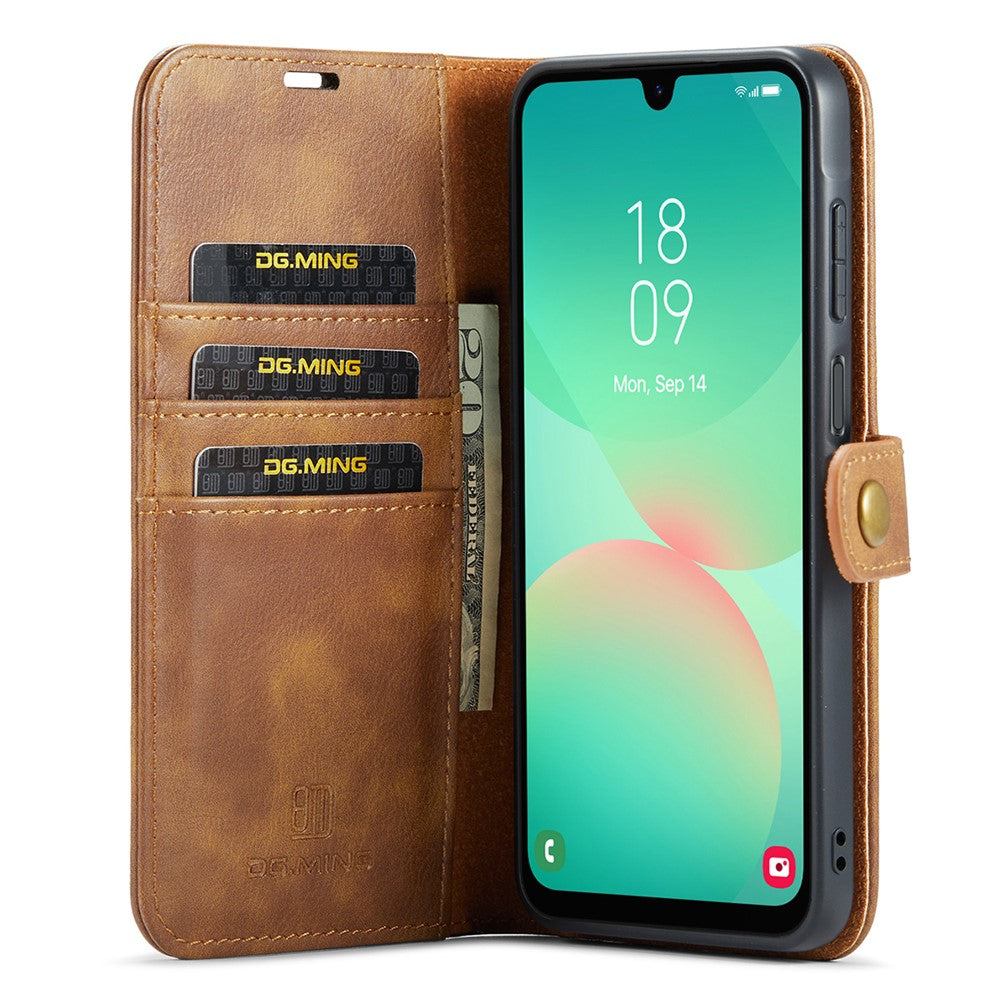 for Samsung Galaxy A26 5G Case Detachable Split Leather Phone Cover - Brown