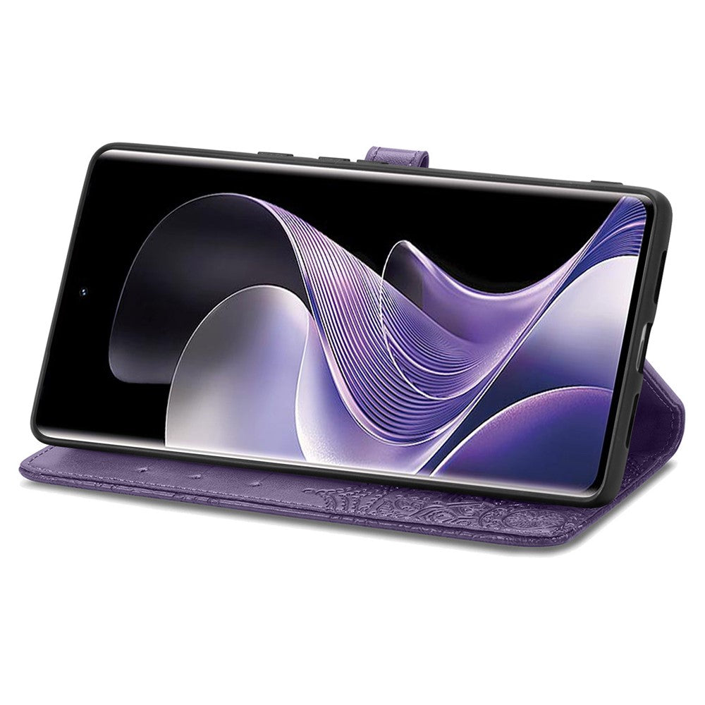 For Xiaomi Redmi Note 14 Pro 5G Wallet Case Mandala Flower Leather Phone Cover Stand - Purple