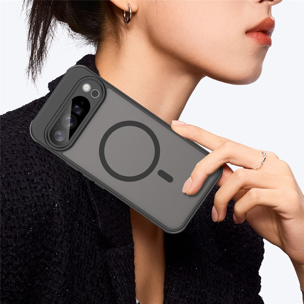 For Google Pixel 10 Pro XL Magnetic Case Anti Drop PC + TPU Phone Cover - Black