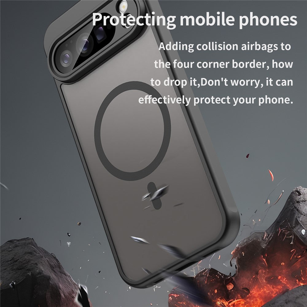 For Google Pixel 10 Pro XL Magnetic Case Anti Drop PC + TPU Phone Cover - Black