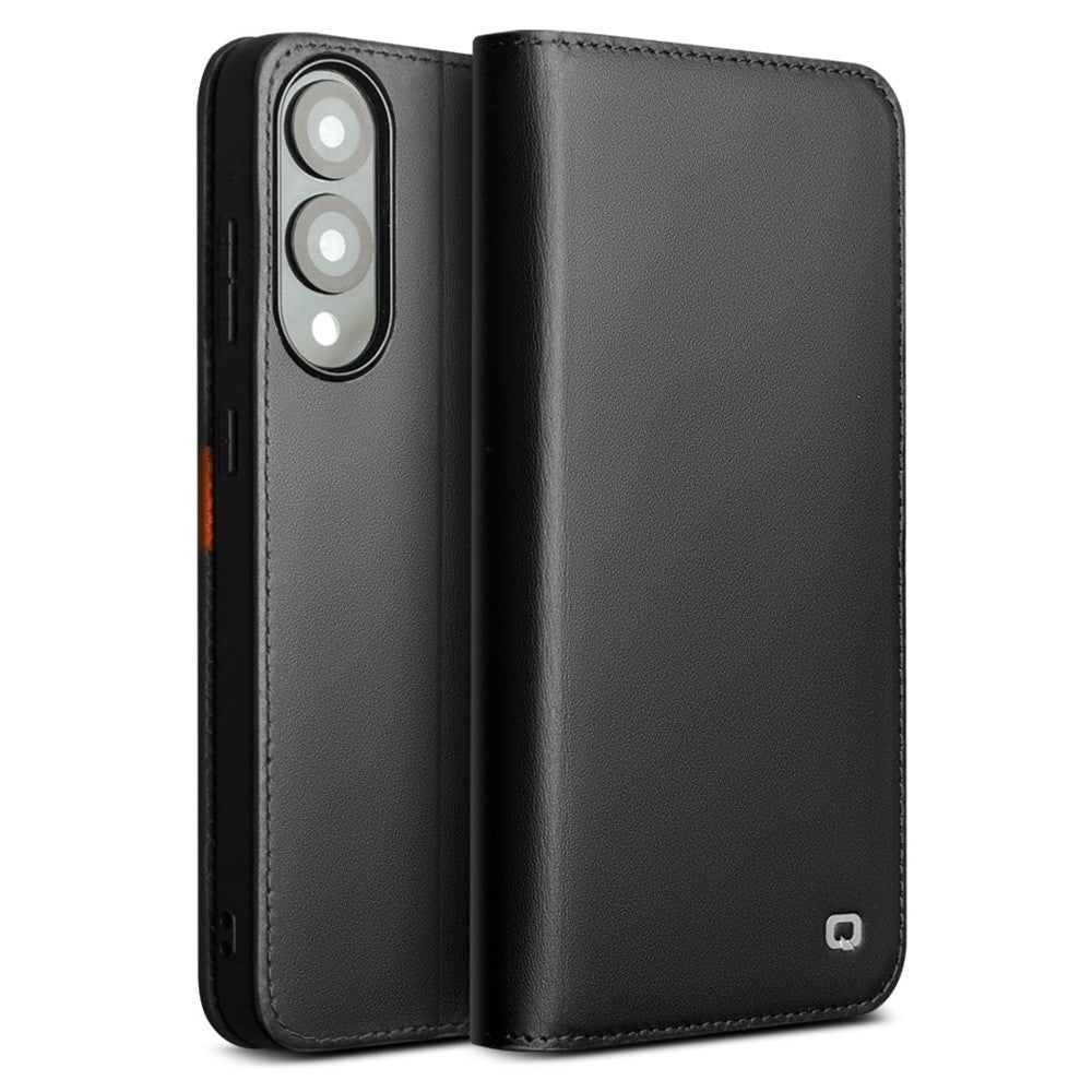 For Samsung Galaxy S25 Edge Case Wallet Flip Stand Phone Cover  Cow Leather - Black