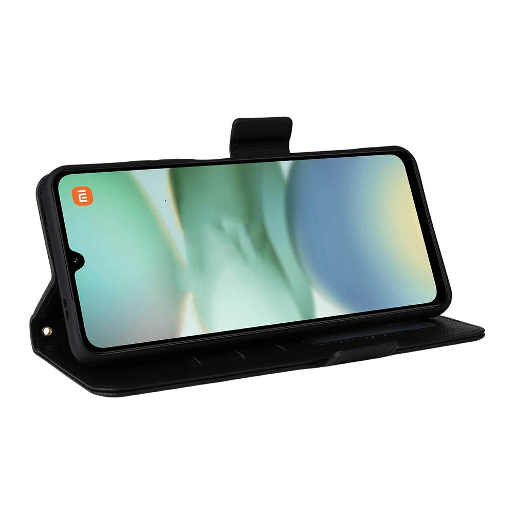 For Xiaomi Poco C71 4G / Redmi A5 4G (171.7mm) Case with Wrist Strap Litchi Texture PU Leather Wallet Phone Cover - Black