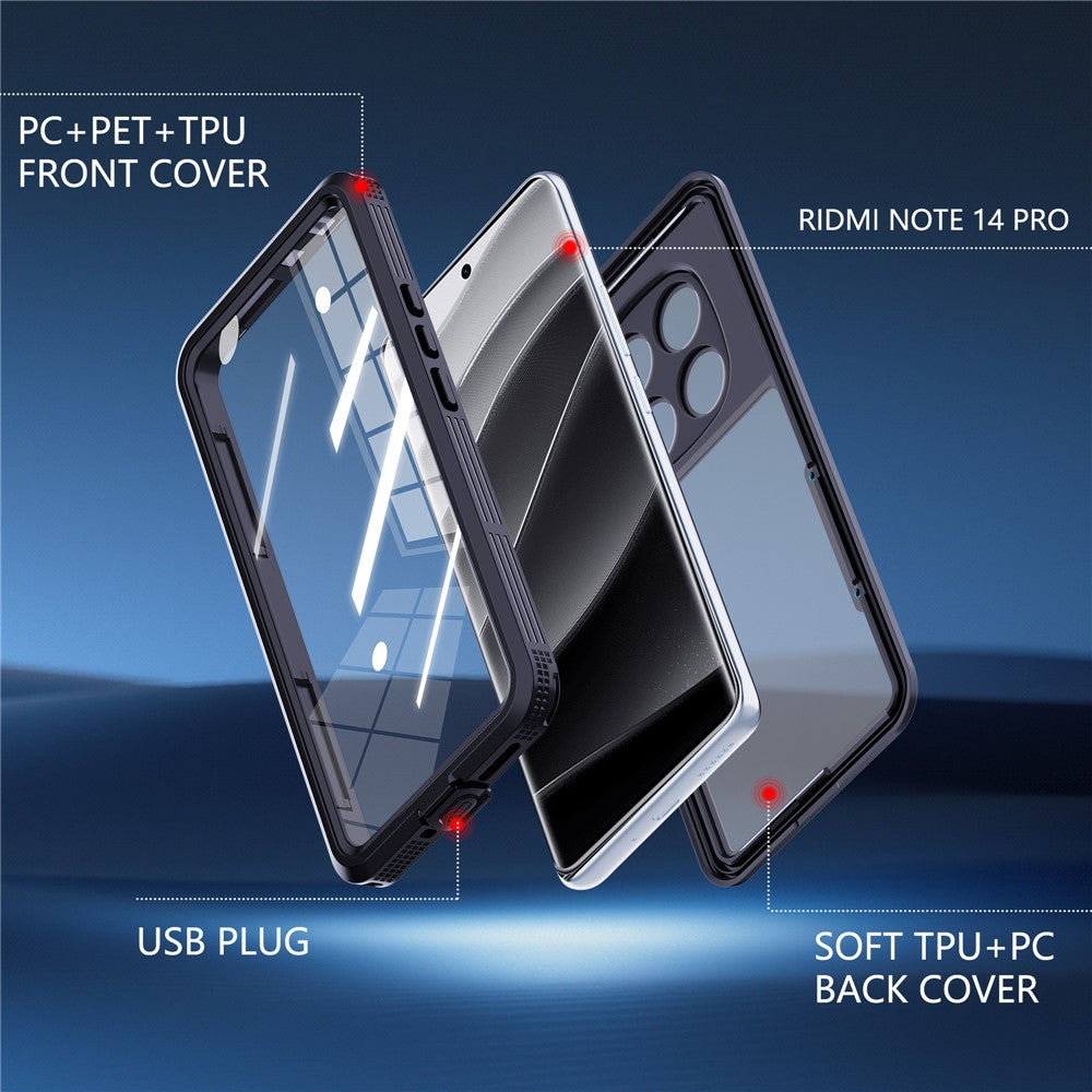 For Xiaomi Redmi Note 14 Pro 5G IP68 Phone Case Clear Back Cover