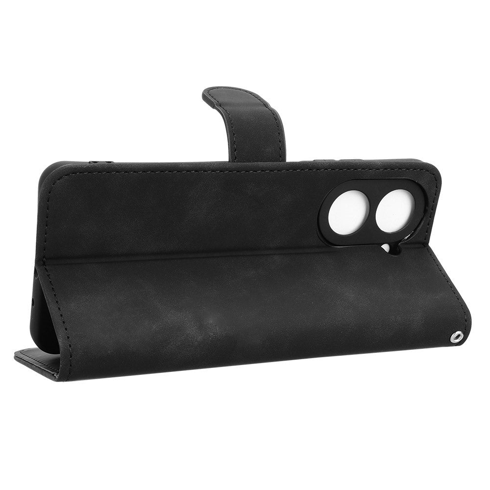 For Xiaomi Redmi A5 4G (171.7mm) / Poco C71 4G Leather Case Skin Feel Anti Drop Wallet Flip Phone Cover - Black