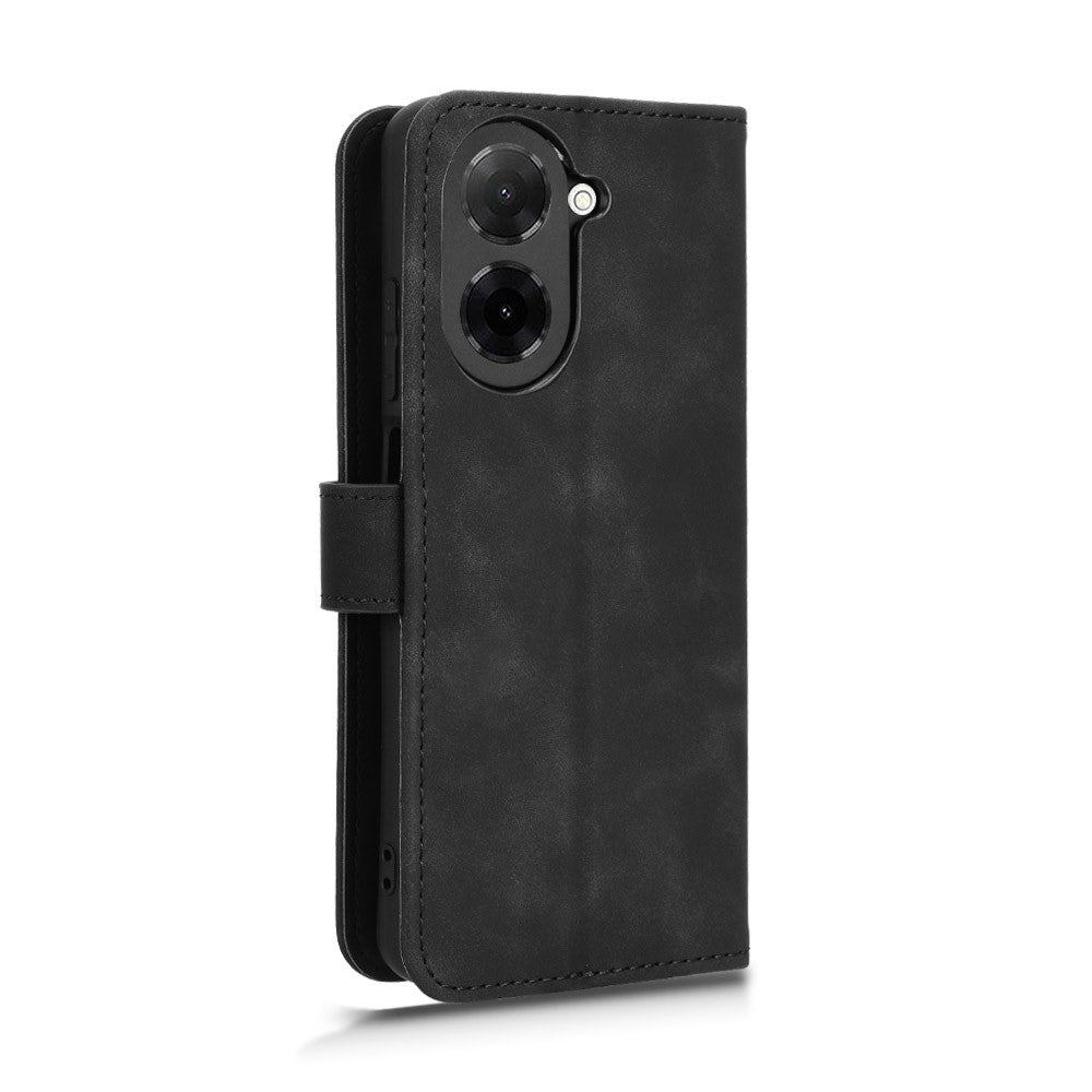 For Xiaomi Redmi A5 4G (171.7mm) / Poco C71 4G Leather Case Skin Feel Anti Drop Wallet Flip Phone Cover - Black
