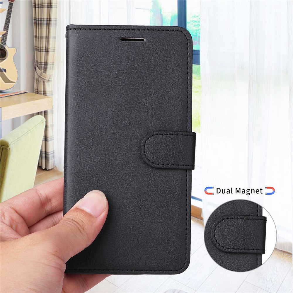 For Xiaomi Redmi A5 NFC (EU) (173.45mm) Leather Wallet Case with Strap Phone Stand Cover - Black