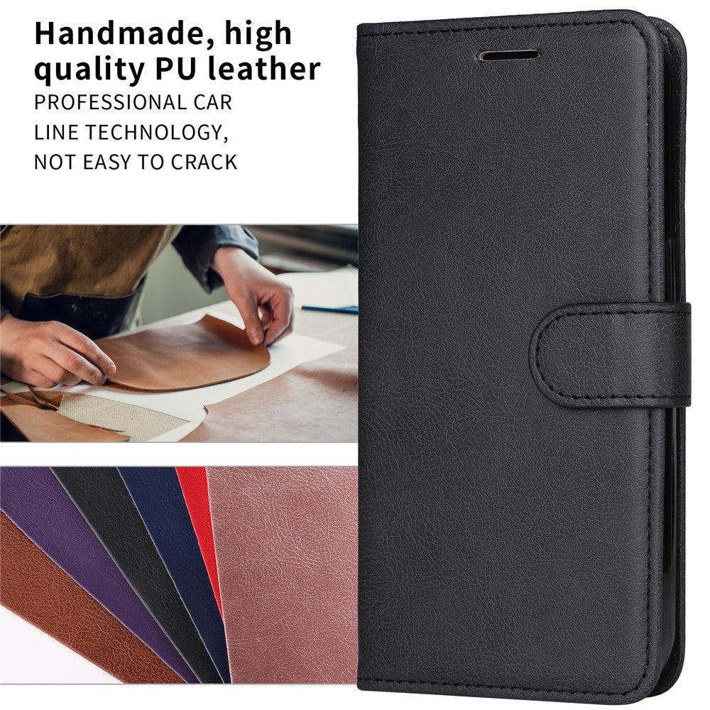 For Xiaomi Redmi A5 NFC (EU) (173.45mm) Leather Wallet Case with Strap Phone Stand Cover - Black