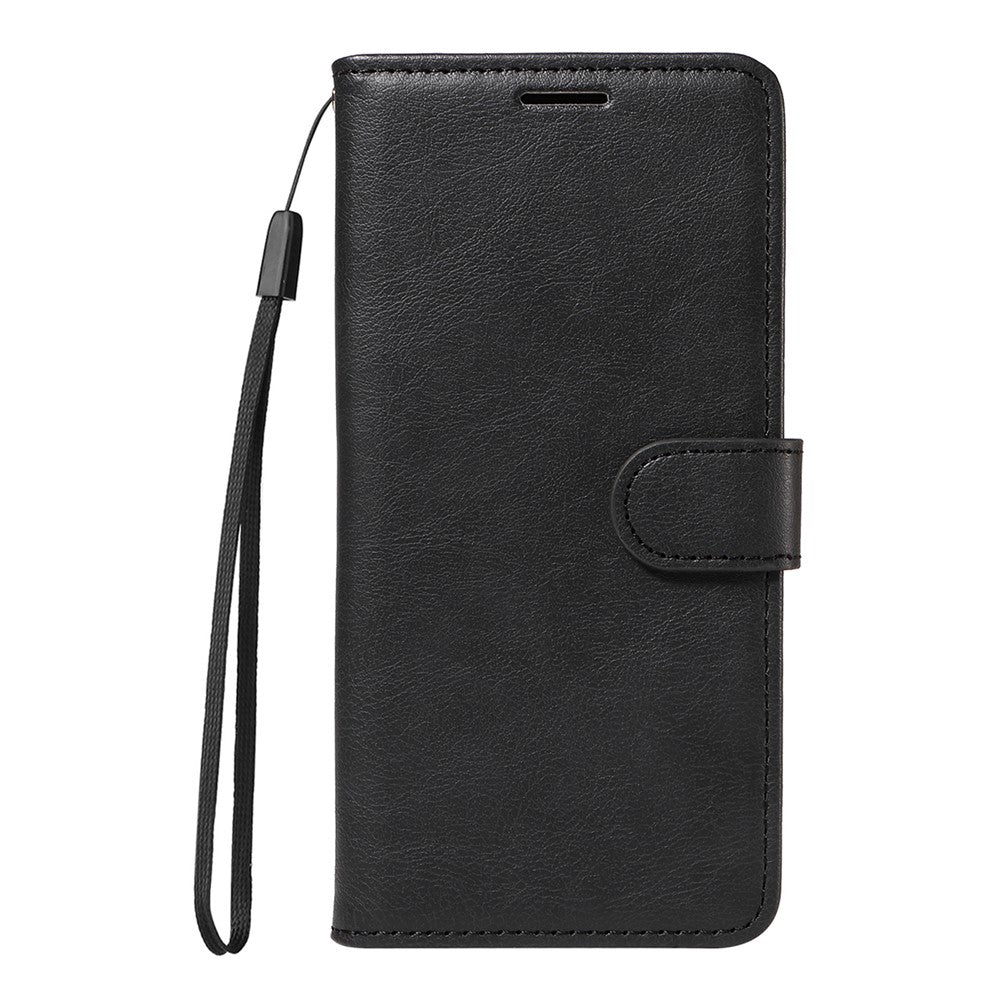 For Xiaomi Redmi A5 NFC (EU) (173.45mm) Leather Wallet Case with Strap Phone Stand Cover - Black