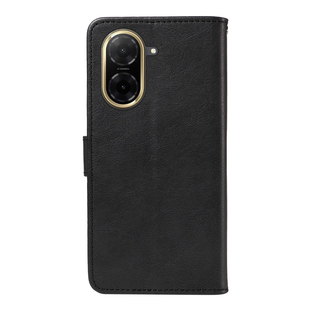 For Xiaomi Redmi A5 NFC (EU) (173.45mm) Leather Wallet Case with Strap Phone Stand Cover - Black