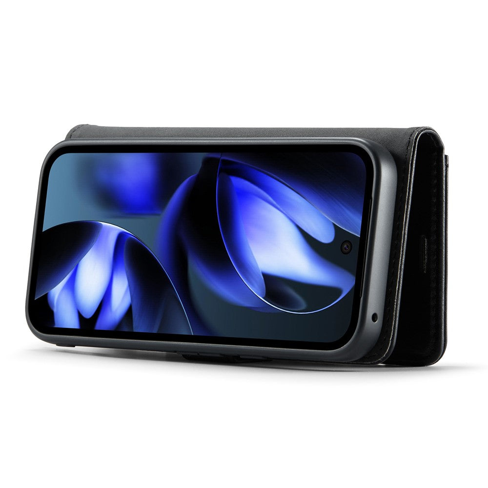 for Google Pixel 9a Case Detachable Split Leather Phone Cover - Black