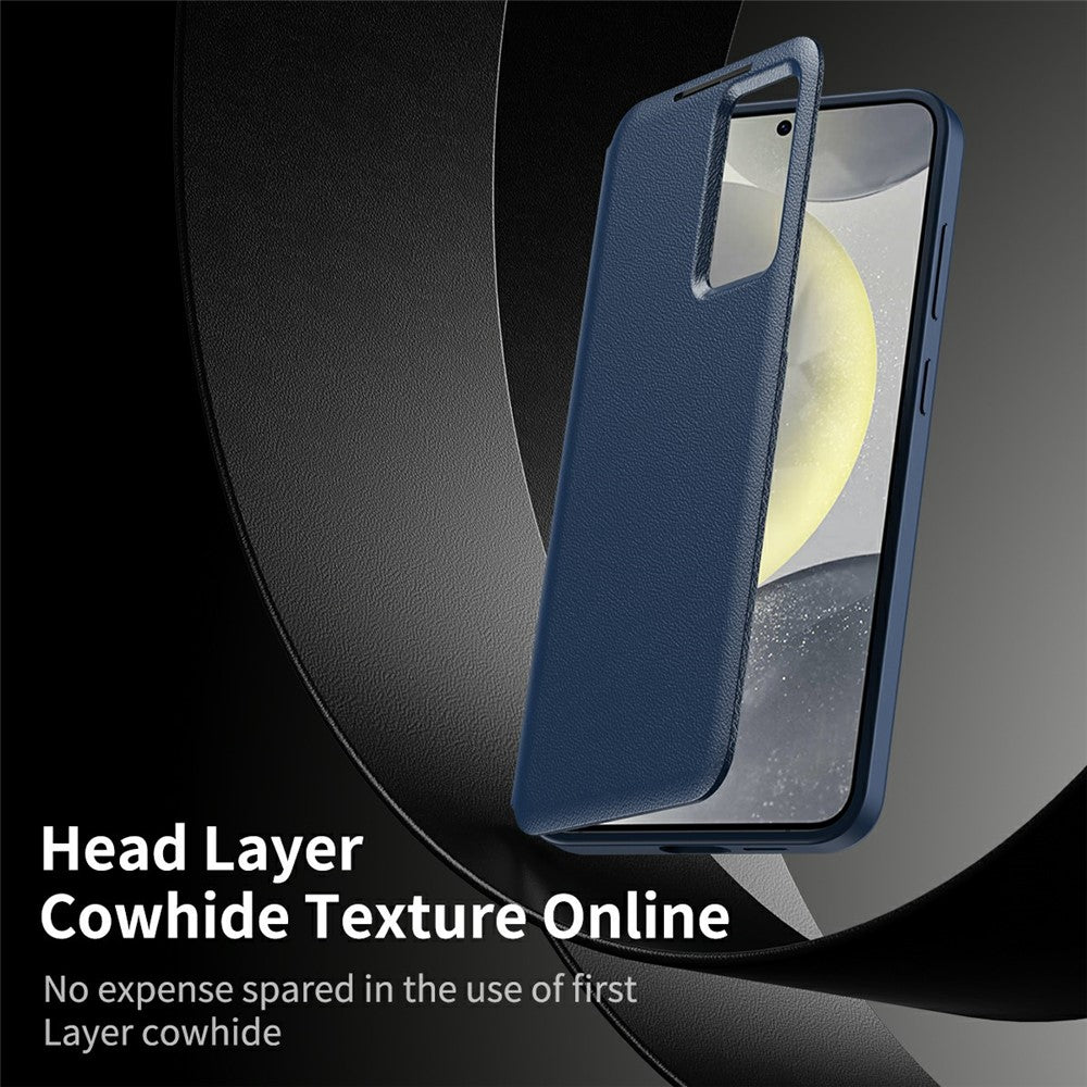 For Samsung Galaxy S25 Edge Case with Card Holder Smart View Window Leather Phone Cover - Sapphire