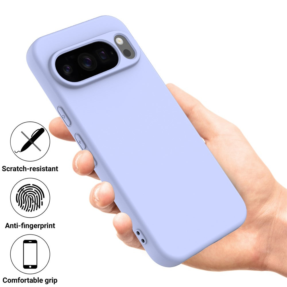 For Google Pixel 10 Pro Case Liquid Silicone Phone Back Cover with Hand Strap - Purple