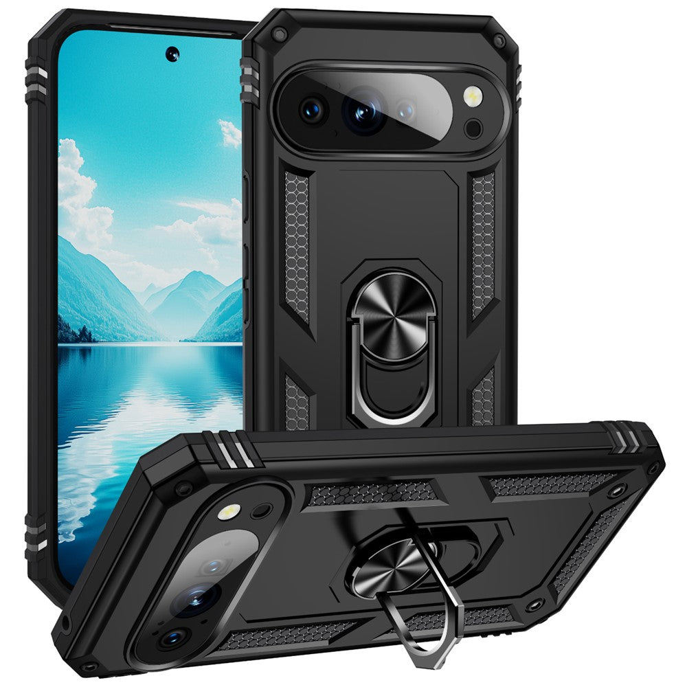 For Google Pixel 10 / 10 Pro Case PC + TPU Phone Cover with Kickstand - Black