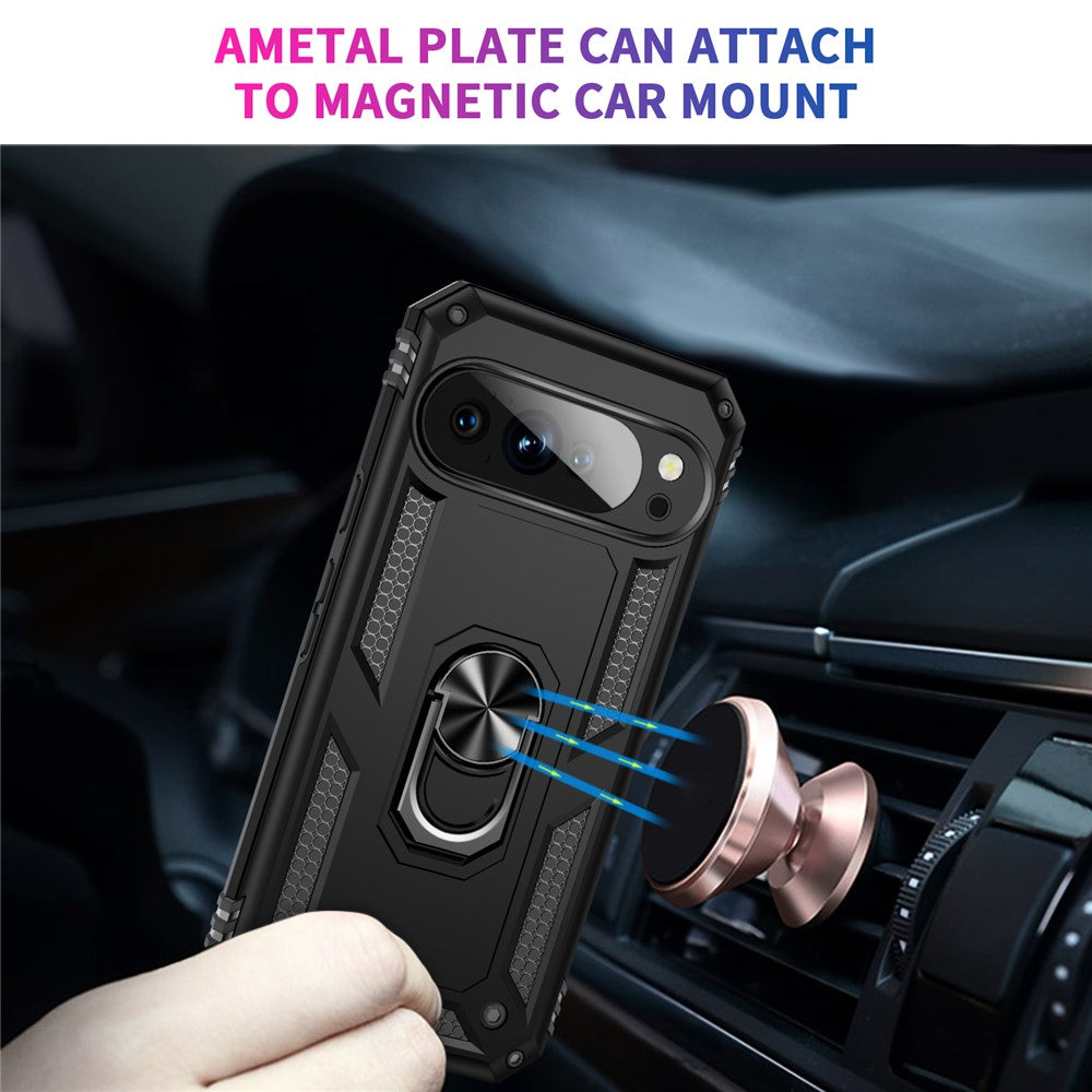 For Google Pixel 10 / 10 Pro Case PC + TPU Phone Cover with Kickstand - Black