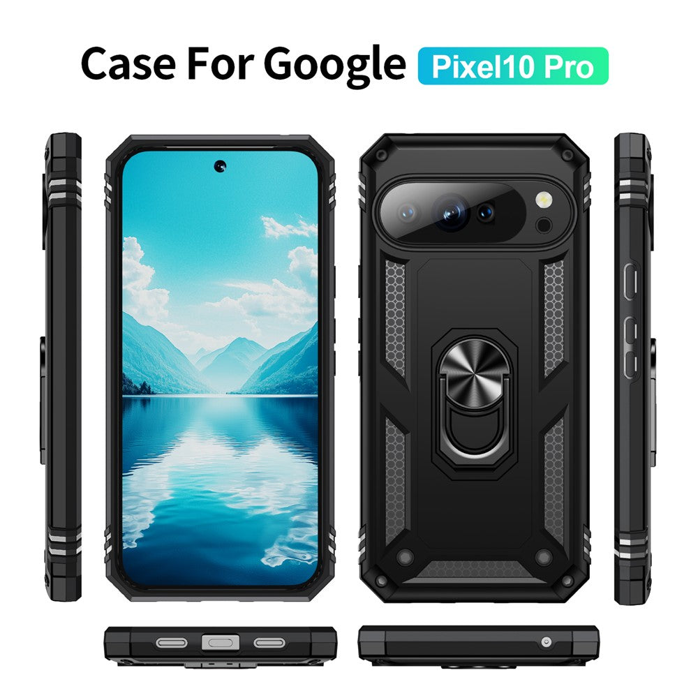 For Google Pixel 10 / 10 Pro Case PC + TPU Phone Cover with Kickstand - Black