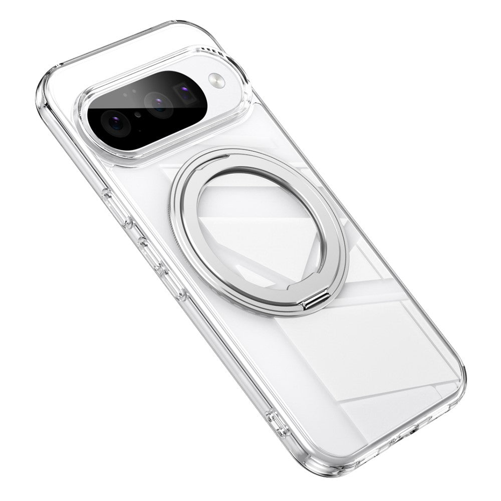 For Google Pixel 10 Pro / Pixel 10 Magnetic Case TPU + Acrylic + Metal Kickstand Matte Phone Cover - Transparent