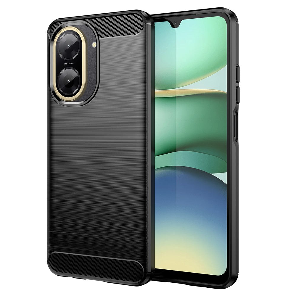 For Xiaomi Redmi A5 NFC (EU) (173.45mm) Case Protective Phone Cover Carbon Fiber Texture Brushed - Black