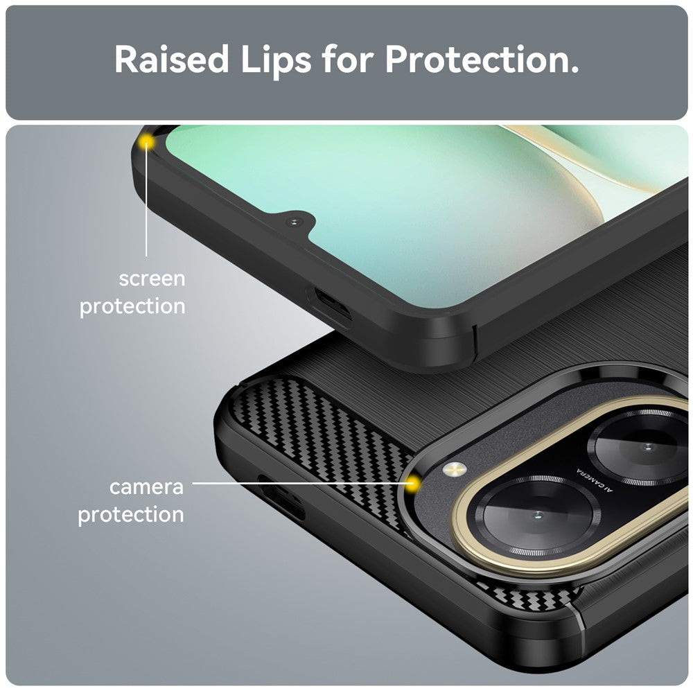 For Xiaomi Redmi A5 NFC (EU) (173.45mm) Case Protective Phone Cover Carbon Fiber Texture Brushed - Black