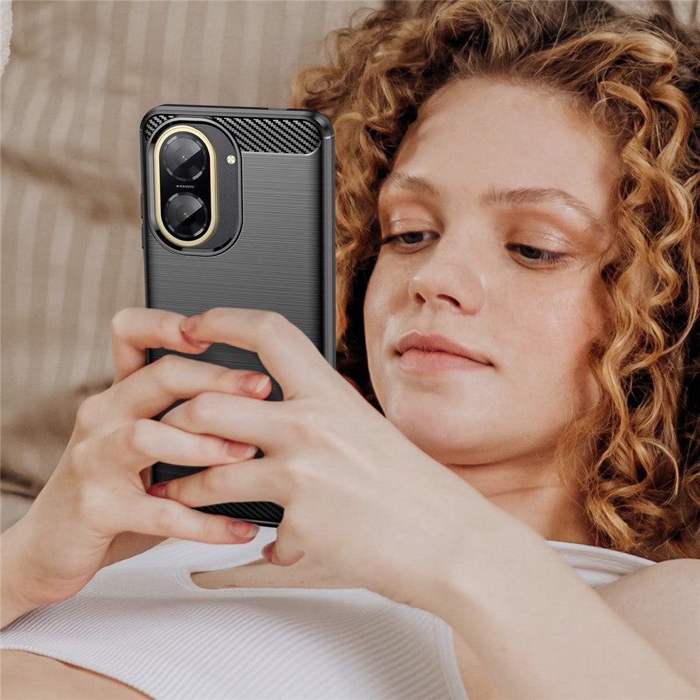 For Xiaomi Redmi A5 NFC (EU) (173.45mm) Case Protective Phone Cover Carbon Fiber Texture Brushed - Black