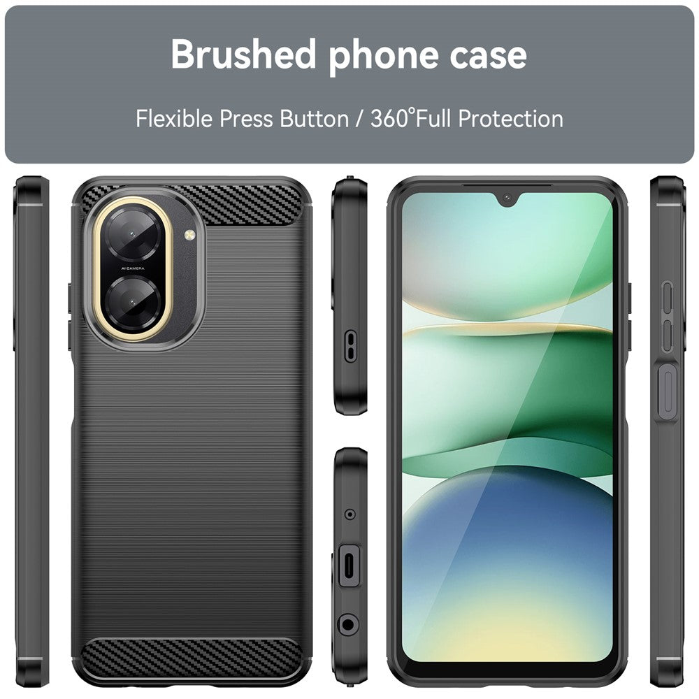 For Xiaomi Redmi A5 NFC (EU) (173.45mm) Case Protective Phone Cover Carbon Fiber Texture Brushed - Black